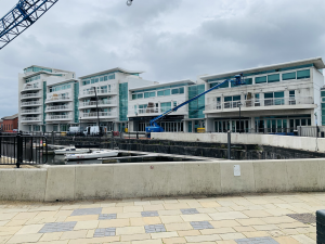 cleaning sovereign quay in Cardiff Bay